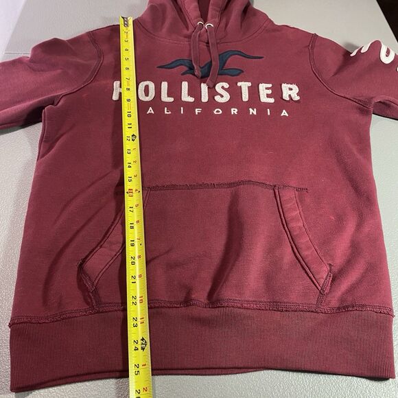 HOLLISTER California Hoodie Pullover Embroidered Applique Logo Womens S Maroon - Picture 7 of 8